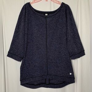 Triple Flip Activewear Top Heathered Blue 3/4 Sleeve High Low Hem Large